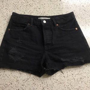 Topshop High waisted Black Denim “Ashley” Shorts